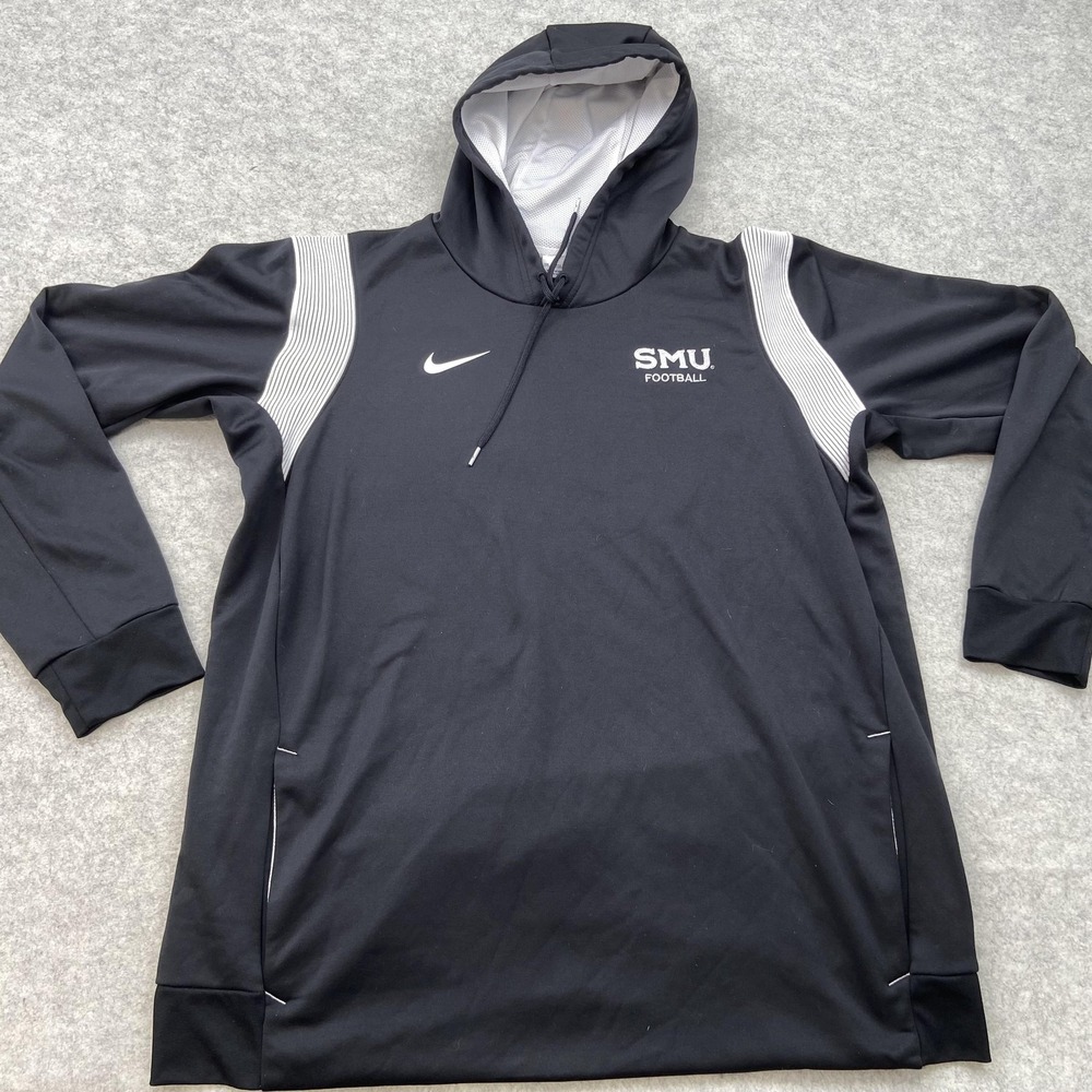 SMU Mustangs Hoodie Mens 2XL Black NCAA Football Therma Fit Nike Pullover